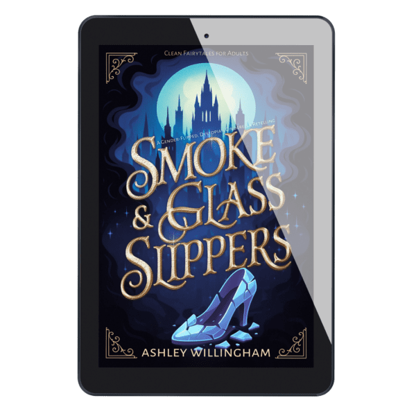 Smoke and Glass Slippers by Ashley Willingham shown as an ebook on a tablet.