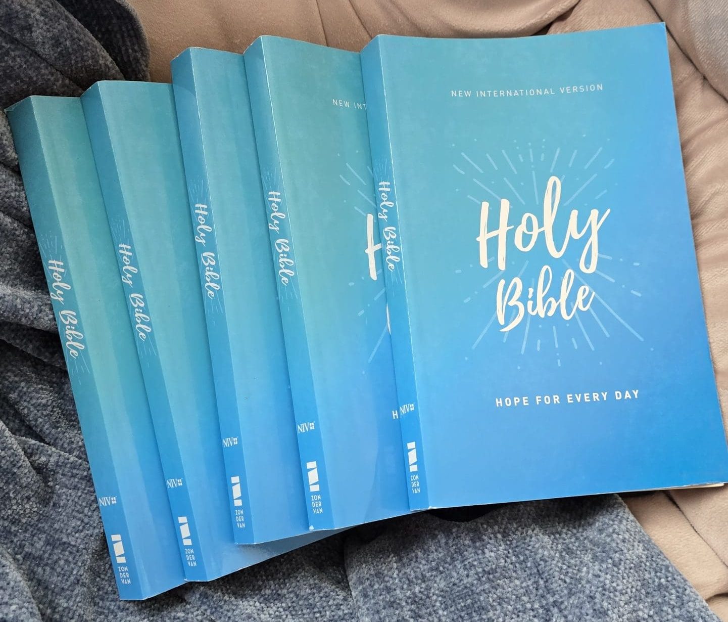 Bible outreach A picture of 5 outreach Bibles